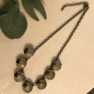 Black Metal & Distressed Crystal Choker Necklace